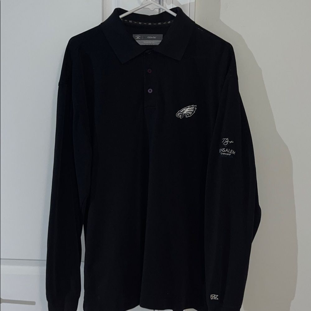 Black Philadelphia Eagles Bensalem Township Country Club LS Golf Polo shirt L